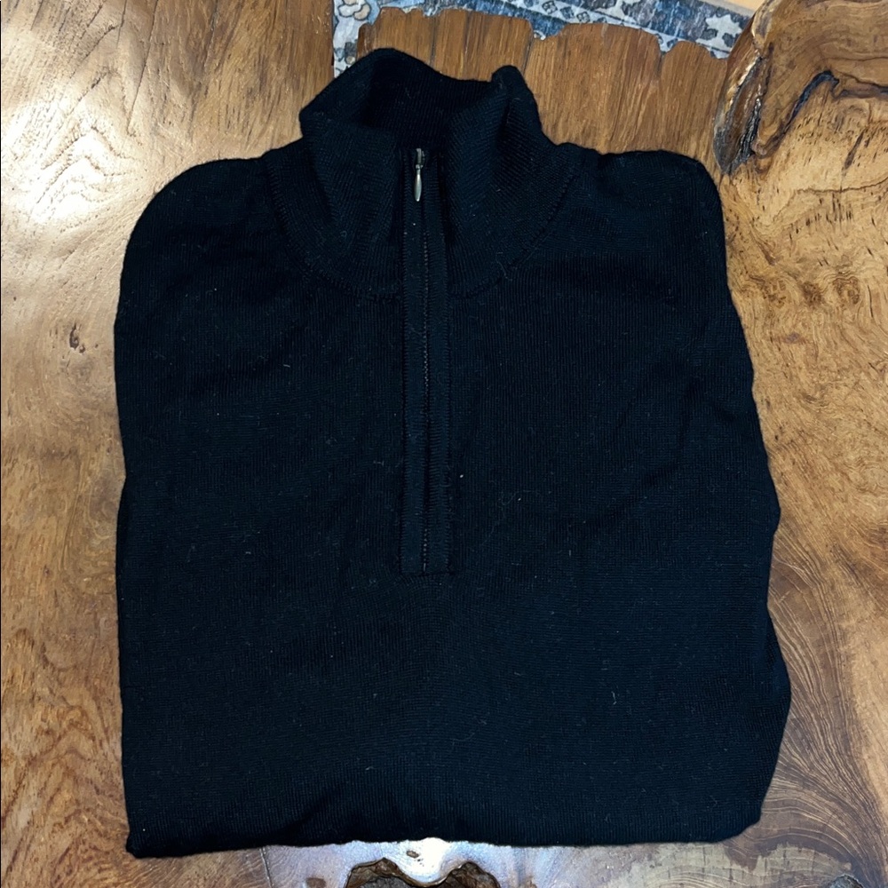 Men's Classic Black Wool Zip-Up Sweater